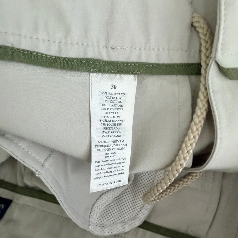 Faherty All Day Shorts Mens 30 Beige Hybrid Recycled Stretch Quick Dry 8 Inseam